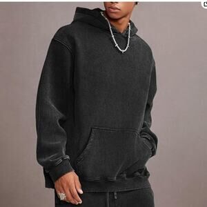 Faiable Medium Hoodie Oversized Unisex Acid Wash Heavyweight Fleece Sweatshirt